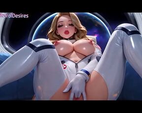 3D AI HQ Blonde Solo Big tits Firm tits Hard erect nipples Cowgirl riding POV sex w/ Sound added